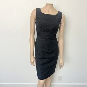 [Halogen] Charcoal Gray Wool Tweed Sheath Dress Knee Length Workwear Office Sz 6
